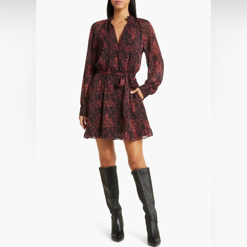Lost + Wander Emilia Long Sleeve Tie Waist Minidress